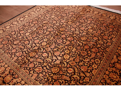 Persian carpet Ghom pure Silk 200x200 cm Black Gold