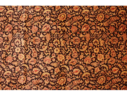 Persian carpet Ghom pure Silk 200x200 cm Black Gold