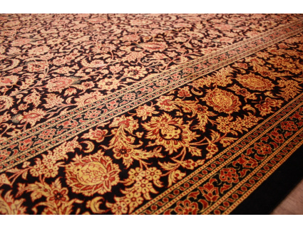 Persian carpet Ghom pure Silk 200x200 cm Black Gold