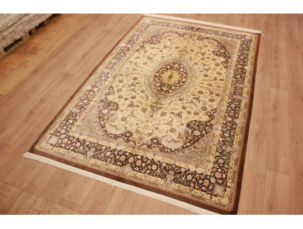 Seidenteppich Ghom Beige-Braun 306x200 cm