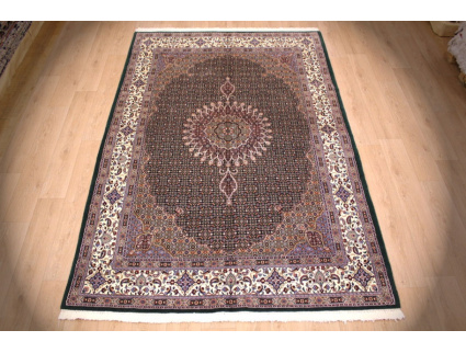 Persian carpet "Moud" with silk 300x200 cm Green