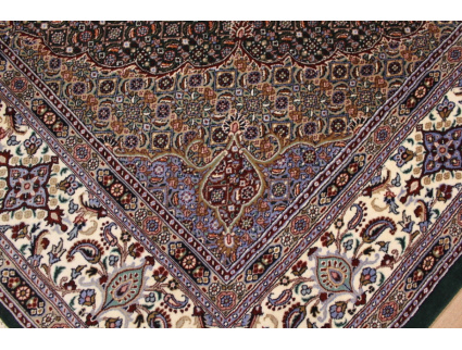 Persian carpet "Moud" with silk 300x200 cm Green