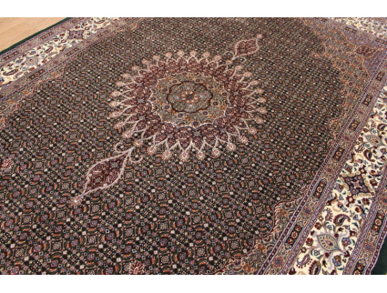 Persian carpet "Moud" with silk 300x200 cm Green