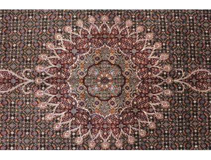 Persian carpet "Moud" with silk 300x200 cm Green