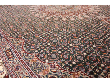 Persian carpet "Moud" with silk 300x200 cm Green