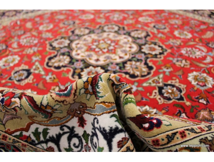 Square Persian carpet Tabriz with Silk 207x200 cm 