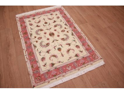 Perserteppich Täbriz mit Seide 154x104 cm Beige