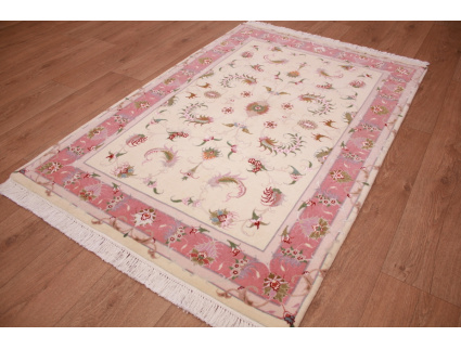 Perserteppich Täbriz mit Seide 154x104 cm Beige