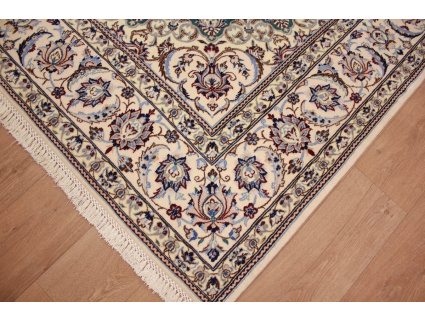 Fine Persian carpet  Nain 9la with silk 310x206 cm Green