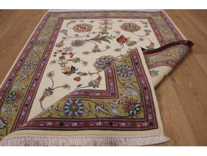 Perserteppich Täbriz  mit Seide 155x102 cm Beige