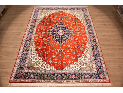 Persian carpet Ghom virgin silk 344x244 cm Red