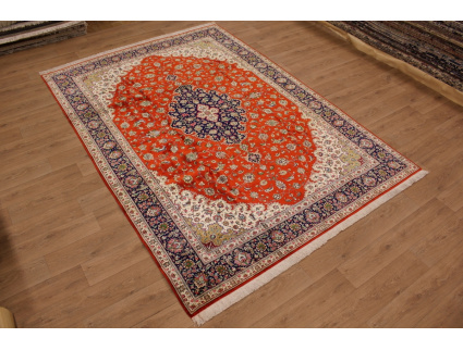 Persian carpet Ghom virgin silk 344x244 cm Red