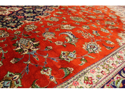 Persian carpet Ghom virgin silk 344x244 cm Red