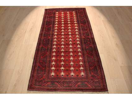 Persian carpet "Baluch" virgin wool 207x104 cm Red