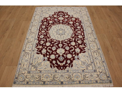 Persian carpet Nain with silk 215x140 cm Red