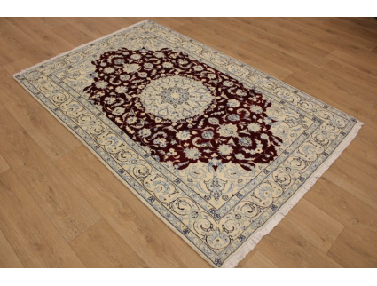 Persian carpet Nain with silk 215x140 cm Red