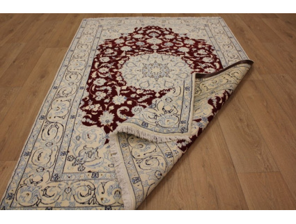 Persian carpet Nain with silk 215x140 cm Red