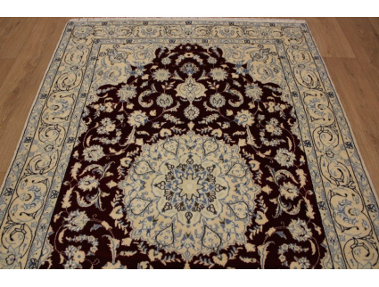 Persian carpet Nain with silk 215x140 cm Red