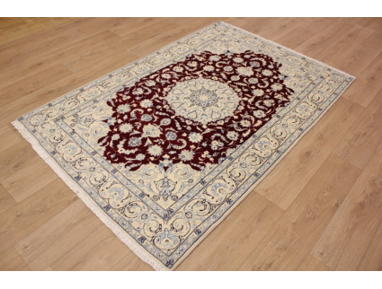 Persian carpet Nain with silk 215x140 cm Red