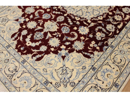 Persian carpet Nain with silk 215x140 cm Red