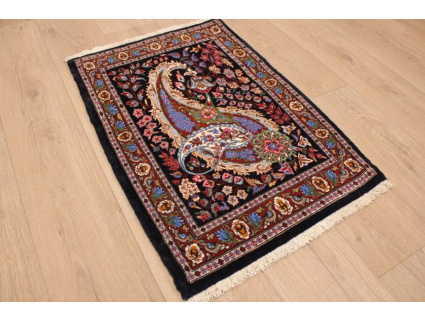 Persian carpet "Ghom" with Silk 90x60 cm Blue