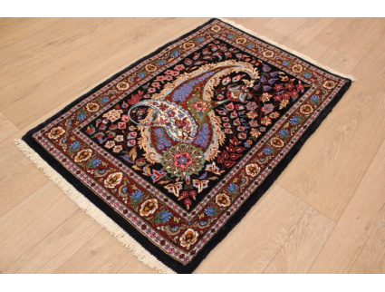 Persian carpet "Ghom" with Silk 90x60 cm Blue