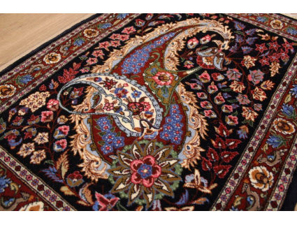 Persian carpet "Ghom" with Silk 90x60 cm Blue