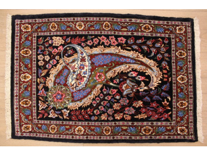 Persian carpet "Ghom" with Silk 90x60 cm Blue