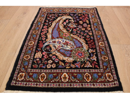 Persian carpet "Ghom" with Silk 90x60 cm Blue