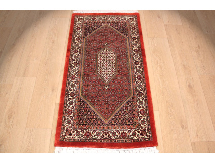 Persian carpet Bidjar with silk 143x71 cm Red