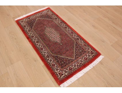 Persian carpet Bidjar with silk 143x71 cm Red