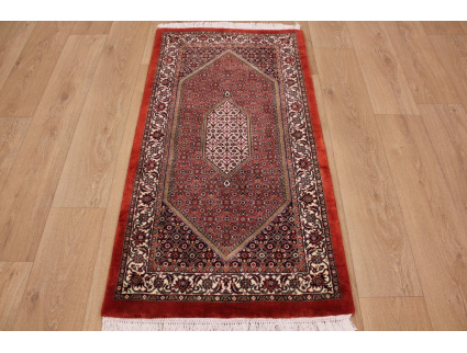 Persian carpet Bidjar with silk 143x71 cm Red