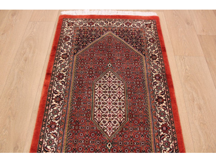 Persian carpet Bidjar with silk 143x71 cm Red