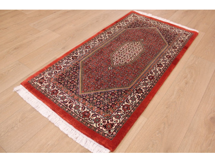 Persian carpet Bidjar with silk 143x71 cm Red