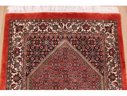 Persian carpet Bidjar with silk 143x71 cm Red