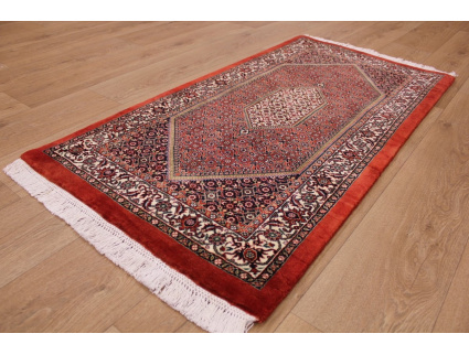 Persian carpet Bidjar with silk 143x71 cm Red