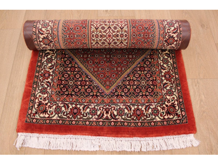 Persian carpet Bidjar with silk 143x71 cm Red