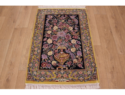 Perser Teppich "Isfahan" Kette aus Seide 116x80 cm Grün