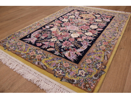 Perser Teppich "Isfahan" Kette aus Seide 116x80 cm Grün