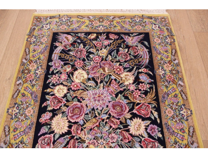 Perser Teppich "Isfahan" Kette aus Seide 116x80 cm Grün