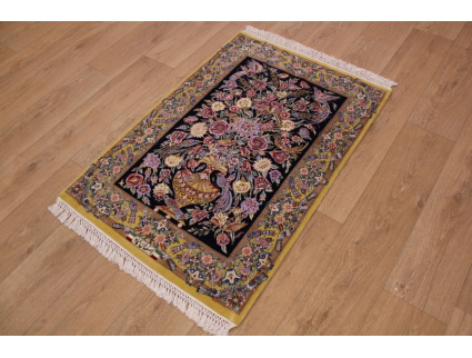 Perser Teppich "Isfahan" Kette aus Seide 116x80 cm Grün