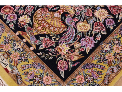 Perser Teppich "Isfahan" Kette aus Seide 116x80 cm Grün