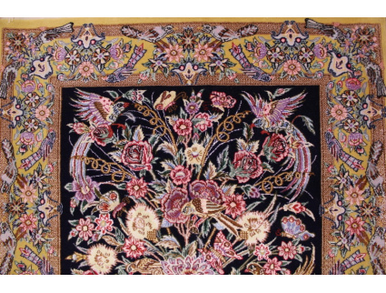 Perser Teppich "Isfahan" Kette aus Seide 116x80 cm Grün