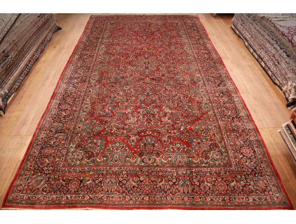 XXL Antique Persian Rug Sarough 590x300 cm Red