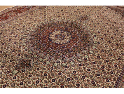 Persian carpet "Moud" with silk 300x200 cm Beige