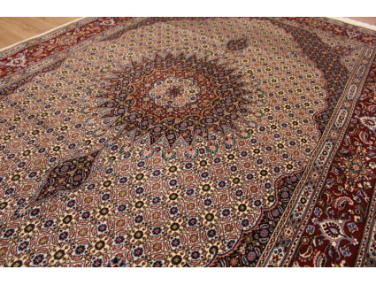 Persian carpet "Moud" with silk 307x200 cm Beige