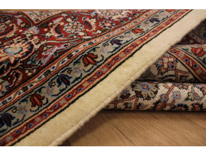 Persian carpet "Moud" with silk 277x210 cm Beige