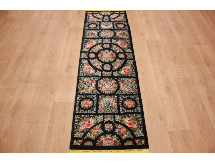 Persian carpet Ghom pure silk rug 210x64 cm Runner