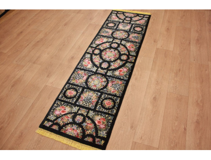 Persian carpet Ghom pure silk rug 210x64 cm Runner