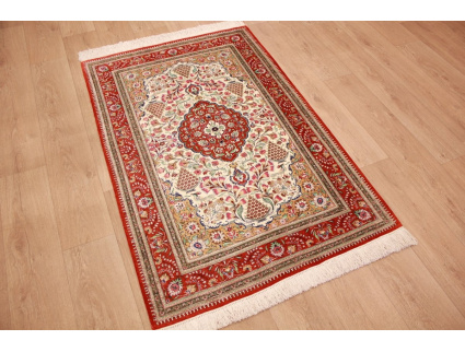 Persian carpet Qum pure Silk151x100 cm Beige